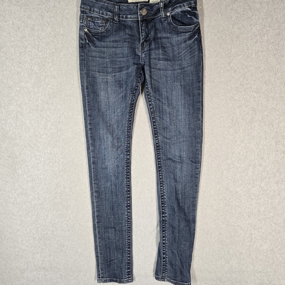 STRETSON Women Jeans 8 LONG Blue Denim Pixie Stix Skinny 32" Inseam Stretch